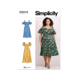 Misses’ Dress with Sleeve &amp; Length Variations, Sizes 20W-28W Simplicity Sewing Pattern 9919W2