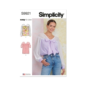 Misses’ Top w Sleeve Variations, Sizes 18-26 Simplicity Sewing Pattern 9921Y5