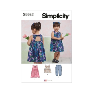 Toddlers’ Dress, Top &amp; Trousers, Sz 1/2-4 Simplicity Sewing Pattern 9932A
