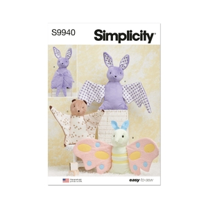 Plush Toy Bat, Moth and Flying Squirrel, Simplicity Sewing Pattern 9940
