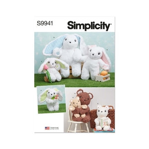 Plush Bears and Bunnies in Three Sizes, Simplicity Sewing Pattern 9941