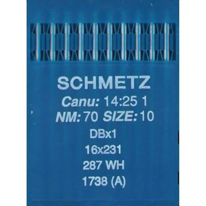 Schmetz Industrial Needles pack of 10 Size 70/10, 16X231 DBX1 287WH 1738(A)
