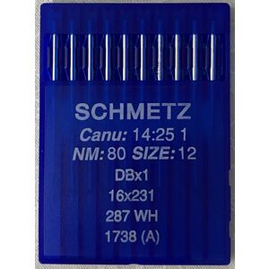 Schmetz Industrial Needles pack of 10 Size 80/12, 16X231 DBX1 287WH 1738(A)