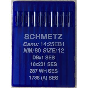 Schmetz Industrial Needles pack of 10 Size 80/12, DBX1 SES, 287WH SES, 1738A SES