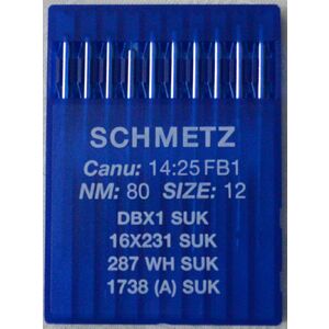 Schmetz Industrial Needles pack 10 Size 80/12, 16x231, DBX1 SUK, 287WH SUK, 1738A SUK