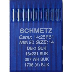 Schmetz Industrial Needles pack of 10 Size 90/14, 16x231, DBX1 SUK, 287WH SUK, 1738A SUK