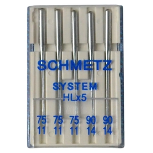 Schmetz Needle, High Speed HL x 5, Embroidery Size 75-90 Mix Pack of 5 Needles