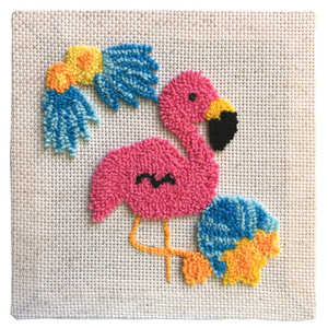FREDERICK THE FLAMINGO Punch Needle Kit By Sew Easy, 15 x 15cm, SE.NF006