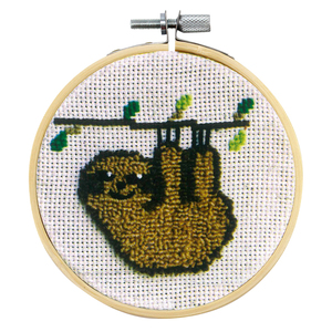 SAMMY THE SLOTH Punch Needle Kit By Sew Easy, 10cm With Hoop, SE.NH003