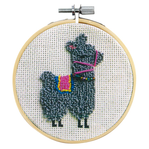 LARRIET THE LLAMA Punch Needle Kit By Sew Easy, 10cm With Hoop, SE.NH004
