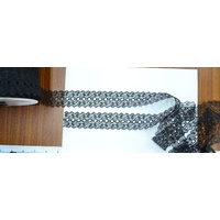 BLACK 37mm Uni-Trim Feather Edge Eyelet Lace, Per metre