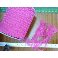 HOT PINK Uni-Trim Feather Edge Eyelet Lace, 37mm x 200 Meter Roll
