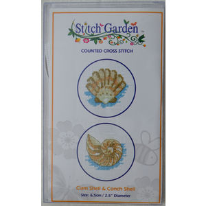 Stitch Garden Mini Counted Cross Stitch Kit, Clam Shell &amp; Conch Shell