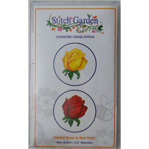 Stitch Garden Mini Counted Cross Stitch Kit, Yellow Rose &amp; Red Rose