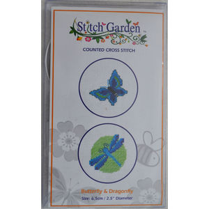 Stitch Garden Mini Counted Cross Stitch Kit, Butterfly & Dragonfly