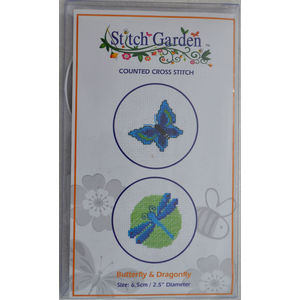Stitch Garden Mini Counted Cross Stitch Kit, Butterfly &amp; Dragonfly
