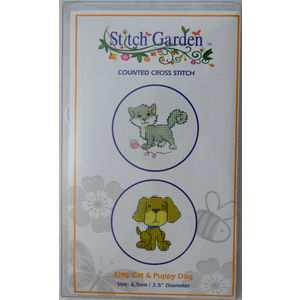 Stitch Garden Mini Counted Cross Stitch Kit, Kitty Cat &amp; Puppy Dog