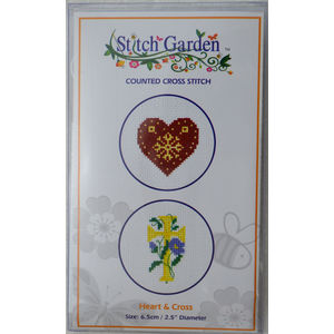 Stitch Garden Mini Counted Cross Stitch Kit, Heart and Cross