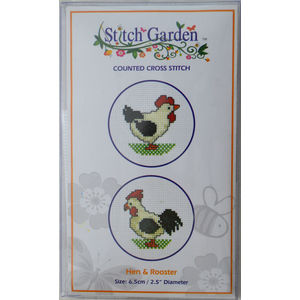 Stitch Garden Mini Counted Cross Stitch Kit, Hen and Rooster