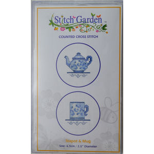 Stitch Garden Mini Counted Cross Stitch Kit, Teapot and Mug