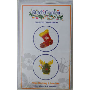 Stitch Garden Mini Counted Cross Stitch Kit, Christmas Stocking &amp; Reindeer