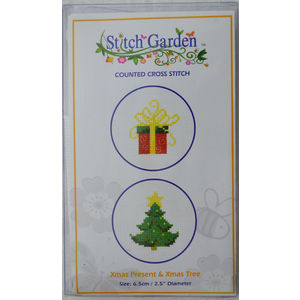 Stitch Garden Mini Counted Cross Stitch Kit, Christmas Present and Tree