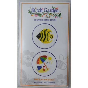 Stitch Garden Mini Counted Cross Stitch Kit, Fish &amp; At The Beach