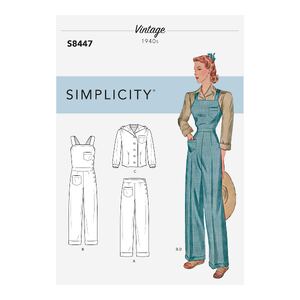 Simplicity Sewing Pattern 8447 Women&#39;s Vintage Trousers, Overalls and Blouses U5 Sizes 16-24