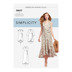 Simplicity Sewing Pattern 8637 Women&#39;s Wrap Dress H5 Sizes 6-14
