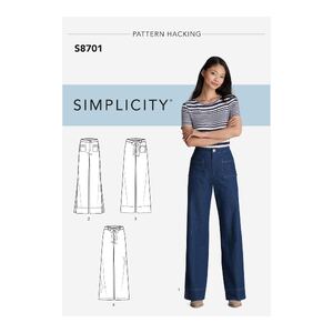 Simplicity Sewing Pattern 8701 Women&#39;s Trousers with Options for Design Hacking H5 Sizes 6-14