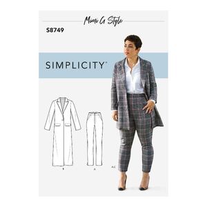 Simplicity Sewing Pattern 8749 Women&#39;s / Plus Size Mimi G Style Coat and Pant AA Sizes 10-18