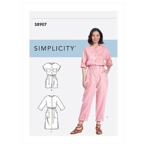 Simplicity Sewing Pattern S8907 Misses&#39; Jumpsuit, Romper, Dresses &amp; Belt H5 Sizes 6-14