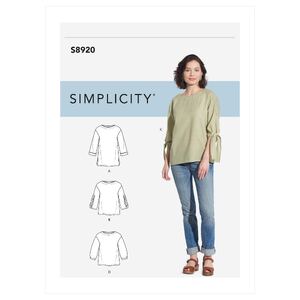 Simplicity Sewing Pattern S8920 Misses&#39; Tops with length &amp; sleeve variations.