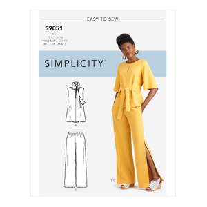 Simplicity Sewing Pattern S9051 Misses&#39; Tops, Belt or Scarf &amp; Pants