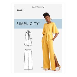 Simplicity Sewing Pattern S9051 Misses&#39; Tops, Belt or Scarf &amp; Pants R5 Sizes 14-22