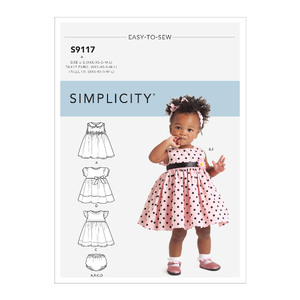 Simplicity Sewing Pattern S9117 Babies&#39; Dresses, Panties &amp; Headband