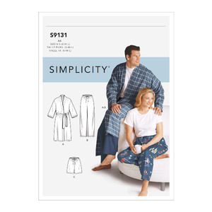 Simplicity Sewing Pattern S9131 Unisex Sleepwear Simplicity Sewing Pattern 9131
