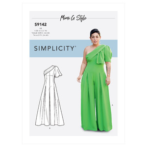 Simplicity Sewing Pattern S9142 Misses' Jumpsuit With One Shoulder Drape Simplicity Sewing Pattern 9142