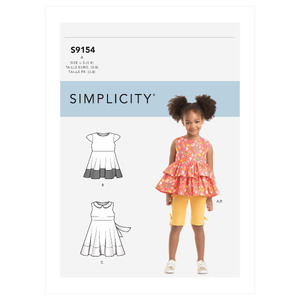 Simplicity Sewing Pattern S9154 Children&#39;s Dress, Top, Tunic &amp; Leggings Simplicity Sewing Pattern 9154