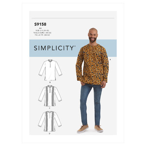 Simplicity Sewing Pattern S9158 Men&#39;s Half Buttoned Shirts Simplicity Sewing Pattern 9158
