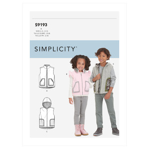 S9193 CHILDREN&#39;S VESTS Simplicity Sewing Pattern 9193