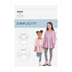 S9200 CHILDREN&#39;S &amp; GIRLS&#39; TOPS Simplicity Sewing Pattern 9200