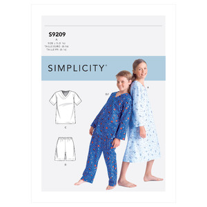 Simplicity Sewing Pattern S9209 Boys&#39;/Girls&#39; V-Neck Shirts, Gown, Shorts and Pants Simplicity Sewing Pattern 9209
