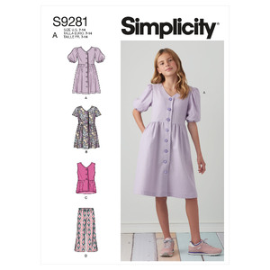 S9281 GIRLS&#39; DRESS, TOP, PANTS Simplicity Sewing Pattern 9281
