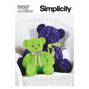 S9307 PLUSH BEARS IN TWO SIZES Simplicity Sewing Pattern 9307