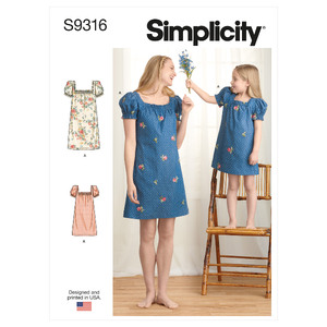 S9316 MOTHER &amp; DAUGHTER DRESS Simplicity Sewing Pattern 9316