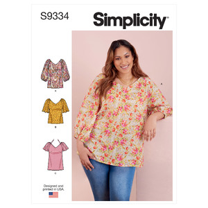 S9334 MISSES&#39; &amp; WOMEN&#39;S TOPS Simplicity Sewing Pattern 9334