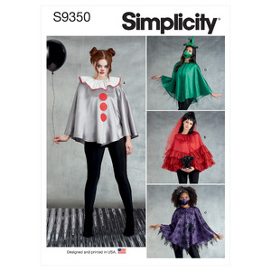S9350 MISS PONCHO COSTUME &amp; MASK Simplicity Sewing Pattern 9350