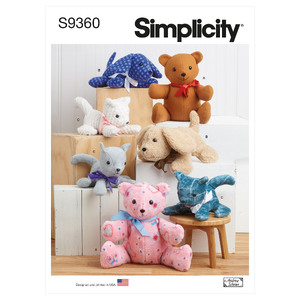 S9360 PLUSH ANIMALS Simplicity Sewing Pattern 9360