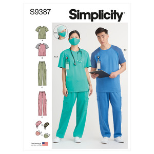 S9387 UNISEX KNIT SCRUBS Simplicity Sewing Pattern 9387